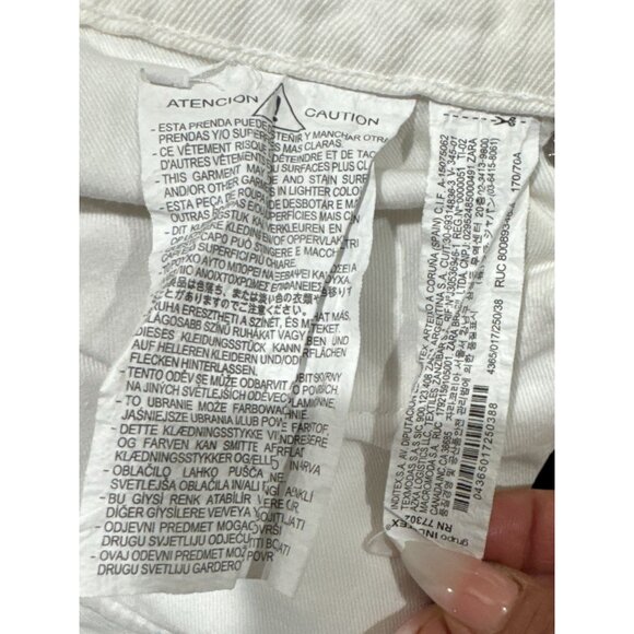 Zara Size 6 Womens White High-Waisted Denim Shorts With Raw Hem & Button Fly - Picture 8 of 8